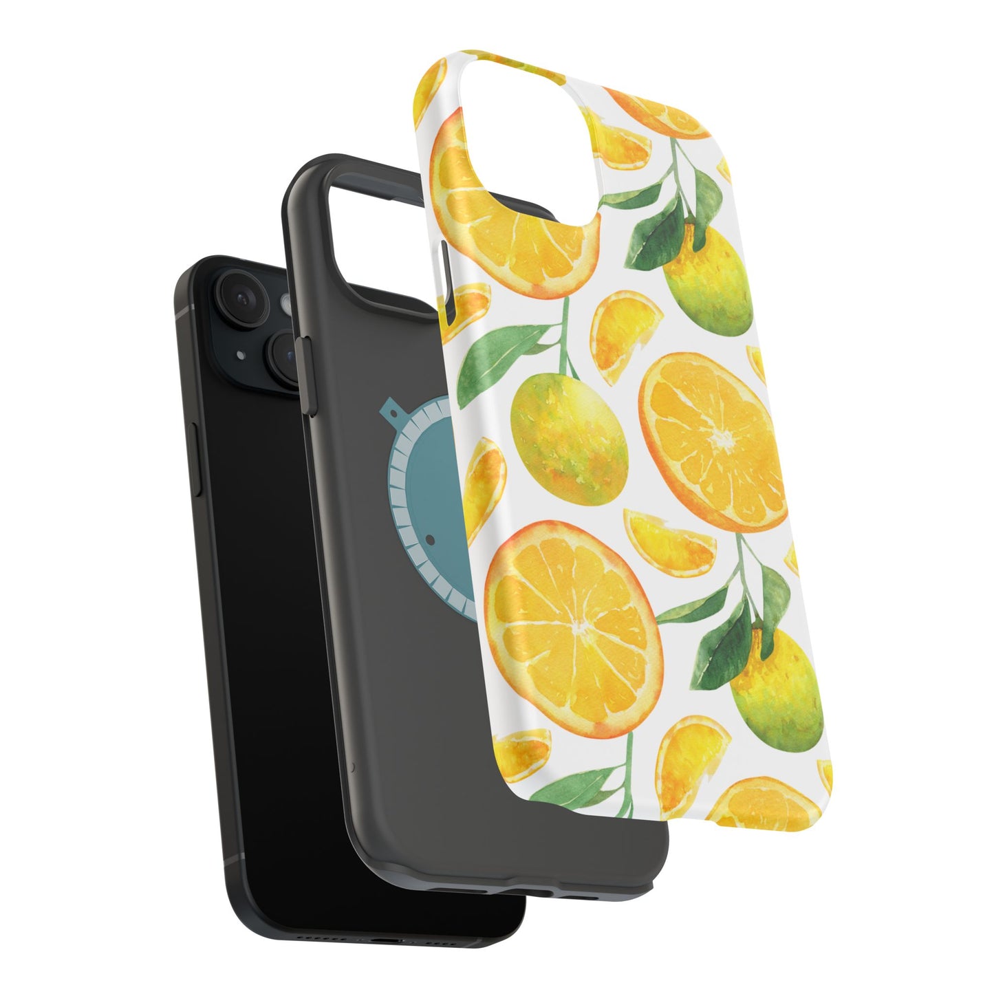 Sunny Citrus Grove Tough MagSafe iPhone Case – Watercolor Orange Design, Dual-Layer Protection