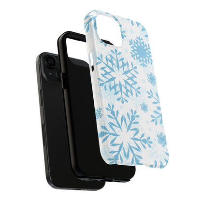 Frosty Blue Snowflakes iPhone Case – Shockproof, Smooth Matte Finish, Dual-Layer Design