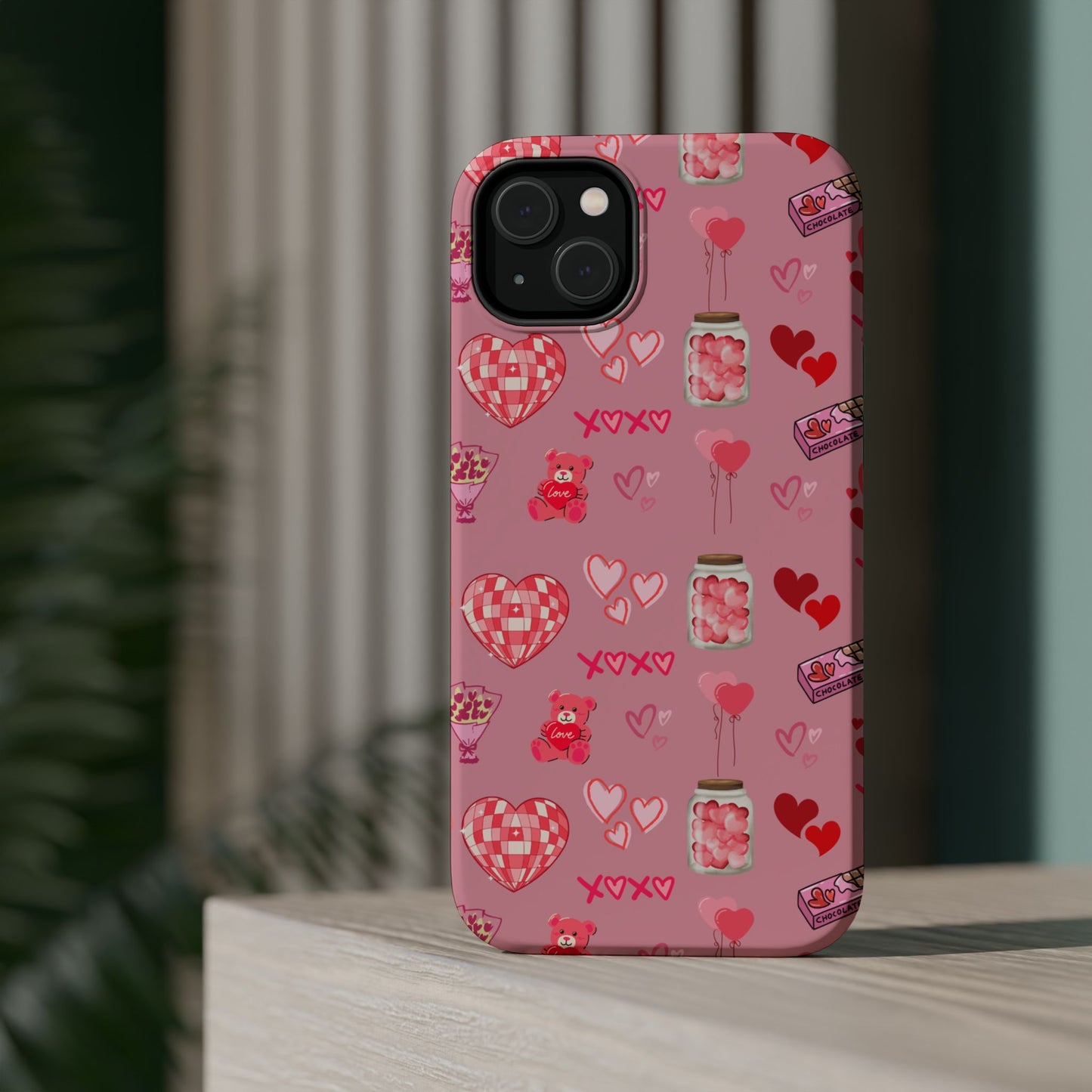 Pink Valentine Love Collage – MagSafe-Compatible iPhone Case