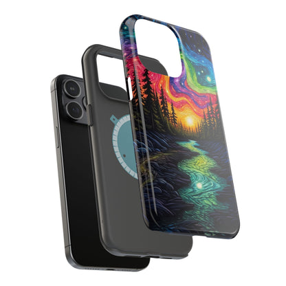 Celestial Nightscape MagSafe iPhone Case – Vibrant River and Starry Sky Design