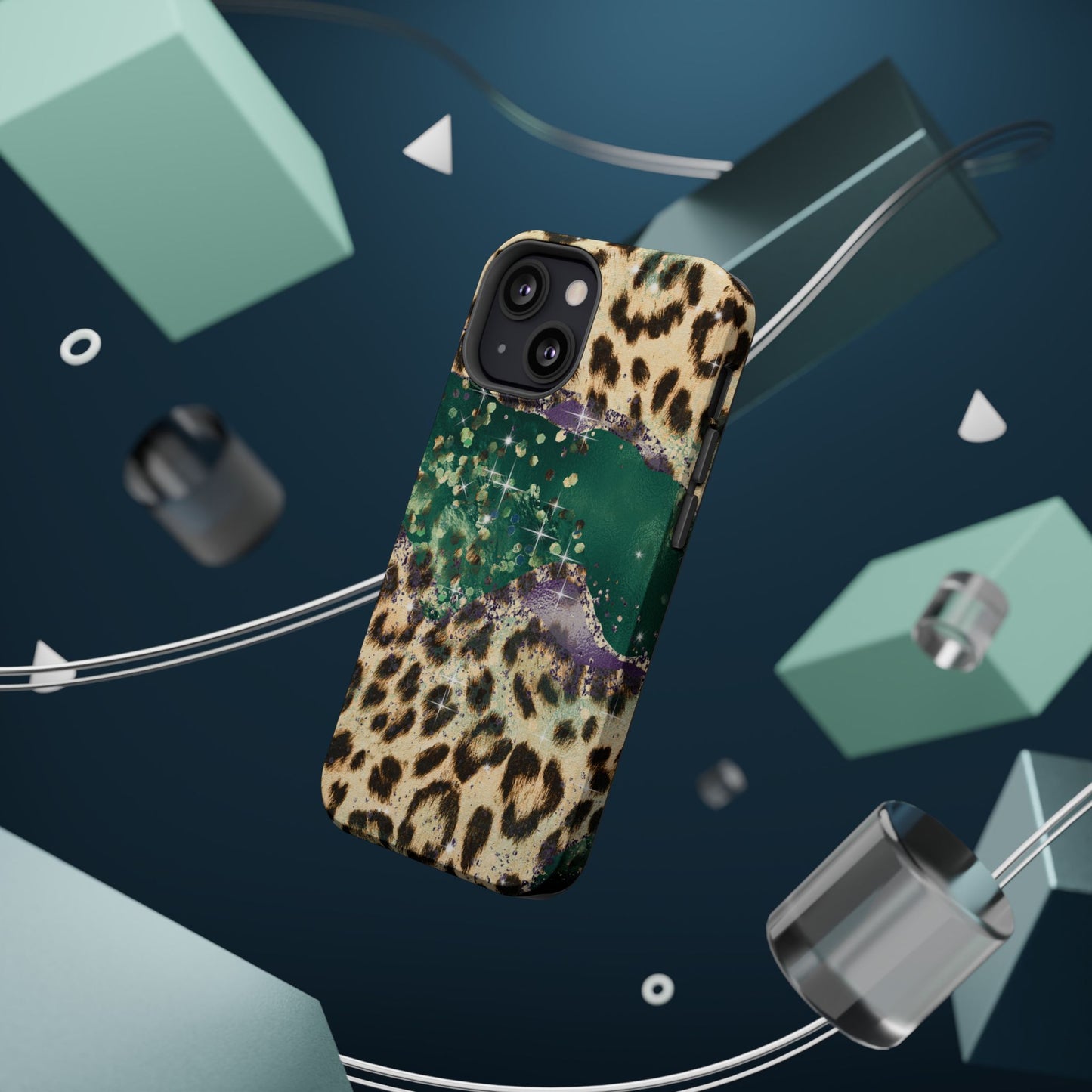 Emerald Glitter Leopard Print - MagSafe iPhone Series Case