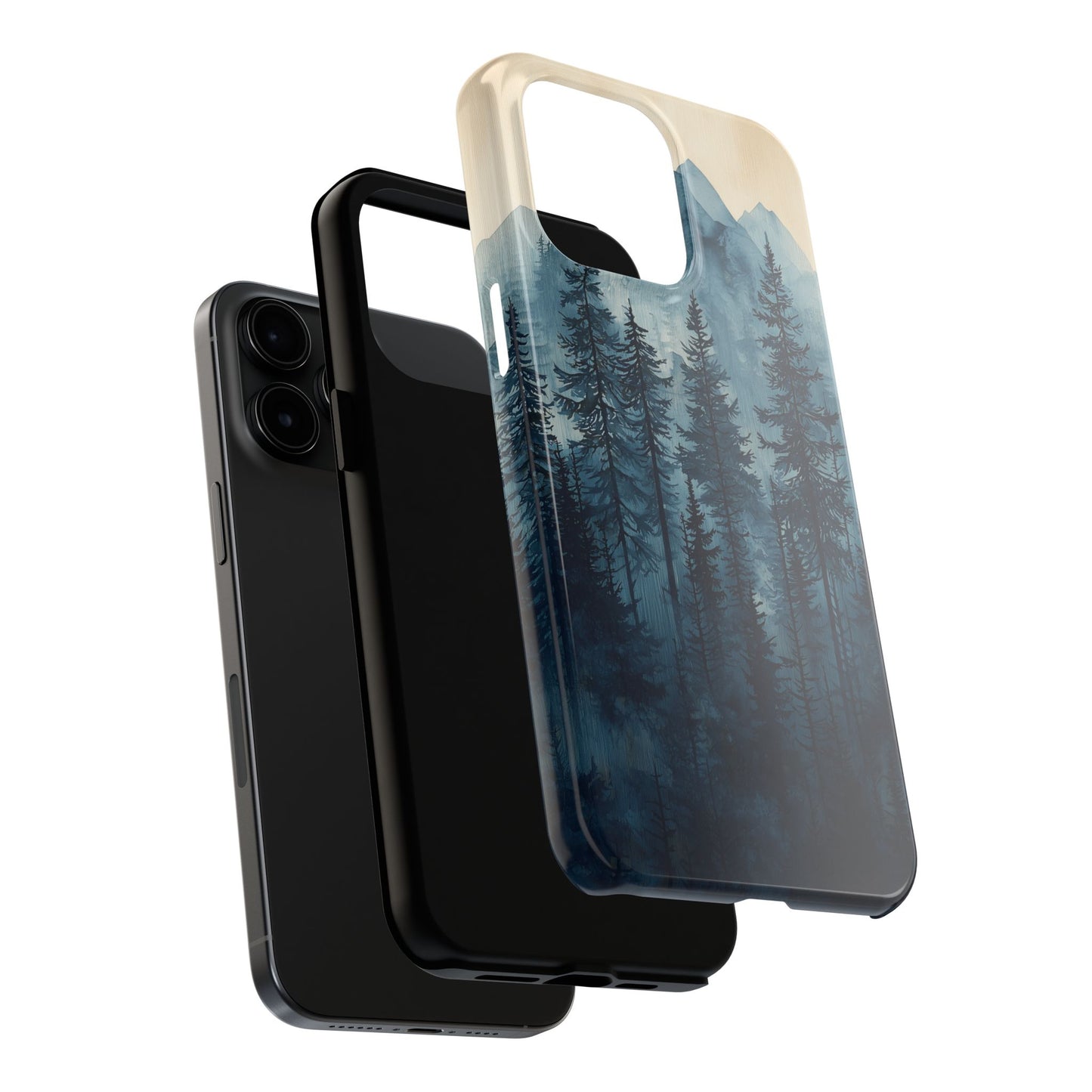 Misty Forest iPhone Case - Nature-Inspired Mountain Scene Protective Cover