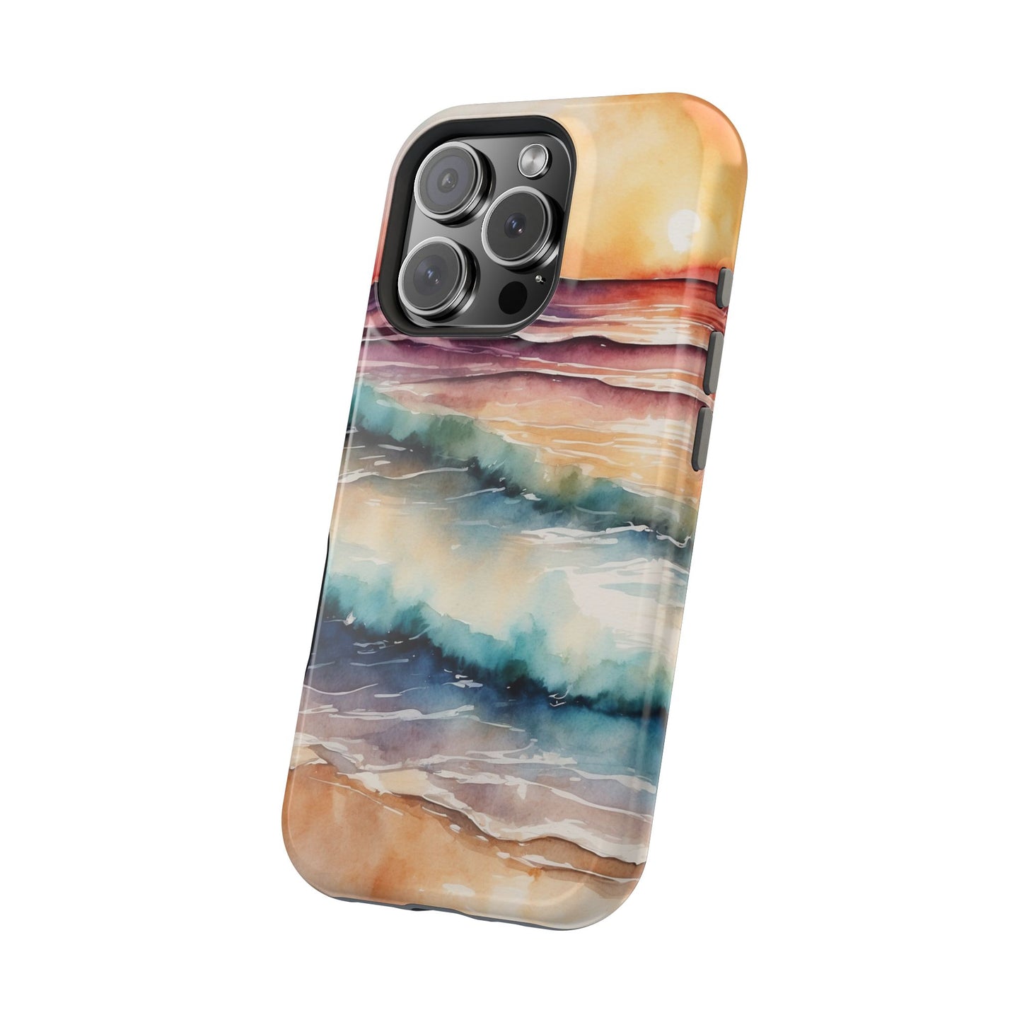 Sunset Waves MagSafe iPhone Case – Vibrant Watercolor Design