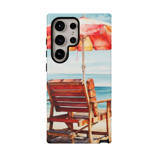 Beachfront Sunset Lounge Samsung Galaxy Case – Vibrant Watercolor Design