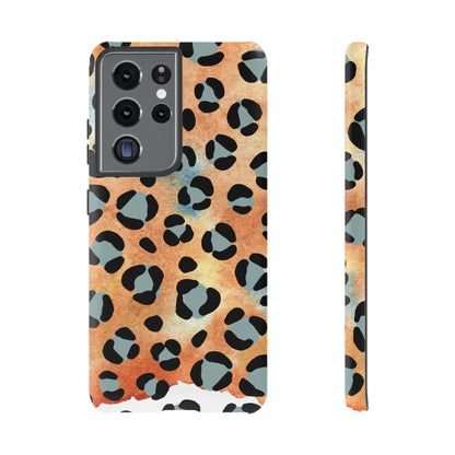 Sunset Watercolor Leopard Print Tough Samsung Galaxy Case – Artistic Animal Pattern with Dual-Layer Protection