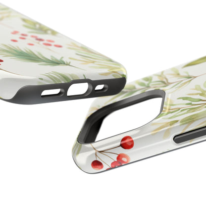 Winter Greenery & Berry Watercolor – MagSafe iPhone Series Case