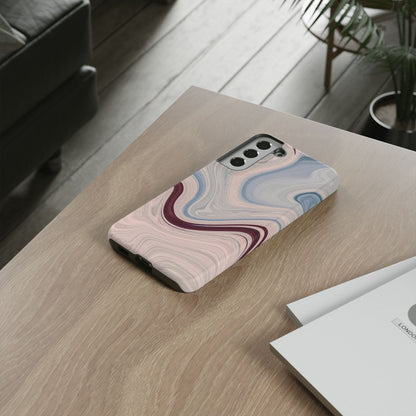 Marble Swirl Elegance – Samsung Galaxy Case in Blue & Blush Abstract Design