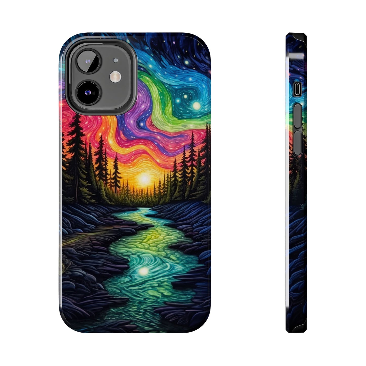 Celestial Nightscape iPhone Case – Vibrant River and Starry Sky Design