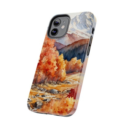 Watercolor Autumn Forest and Mountains - iPhone Case