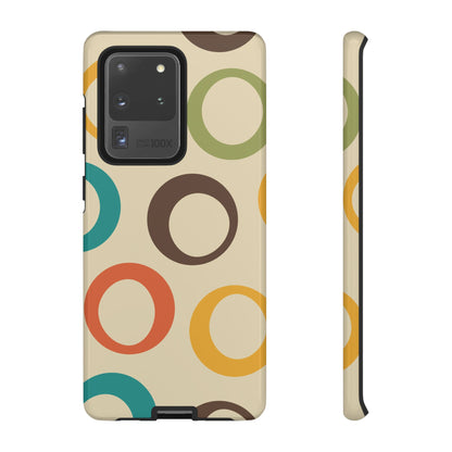 Retro Colorful Rings Samsung Galaxy Case – Shockproof, Matte Finish, Dual-Layer Protection