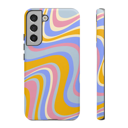 Groovy Pastel Waves Samsung Galaxy Case – 70s-Inspired Design with Dual-Layer Protection