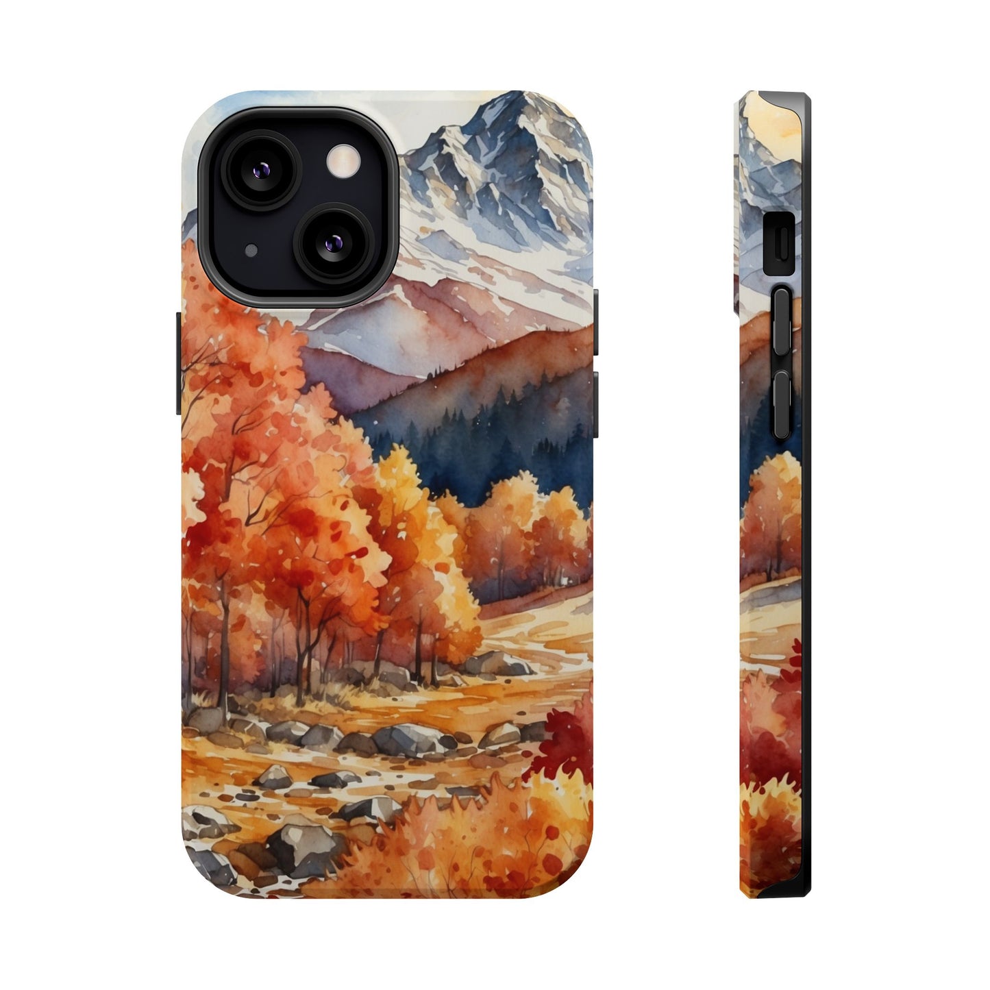 Watercolor Autumn Forest and Mountains - MagSafe iPhone Case