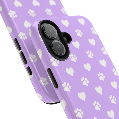 Lilac Paw Prints & Hearts – iPhone Case