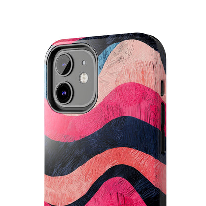 Abstract Wave Pattern iPhone Case – Shockproof, Matte Finish, Dual-Layer Protection