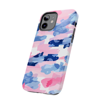 iPhone Case: Dynamic Pink & Navy Brushstroke Art