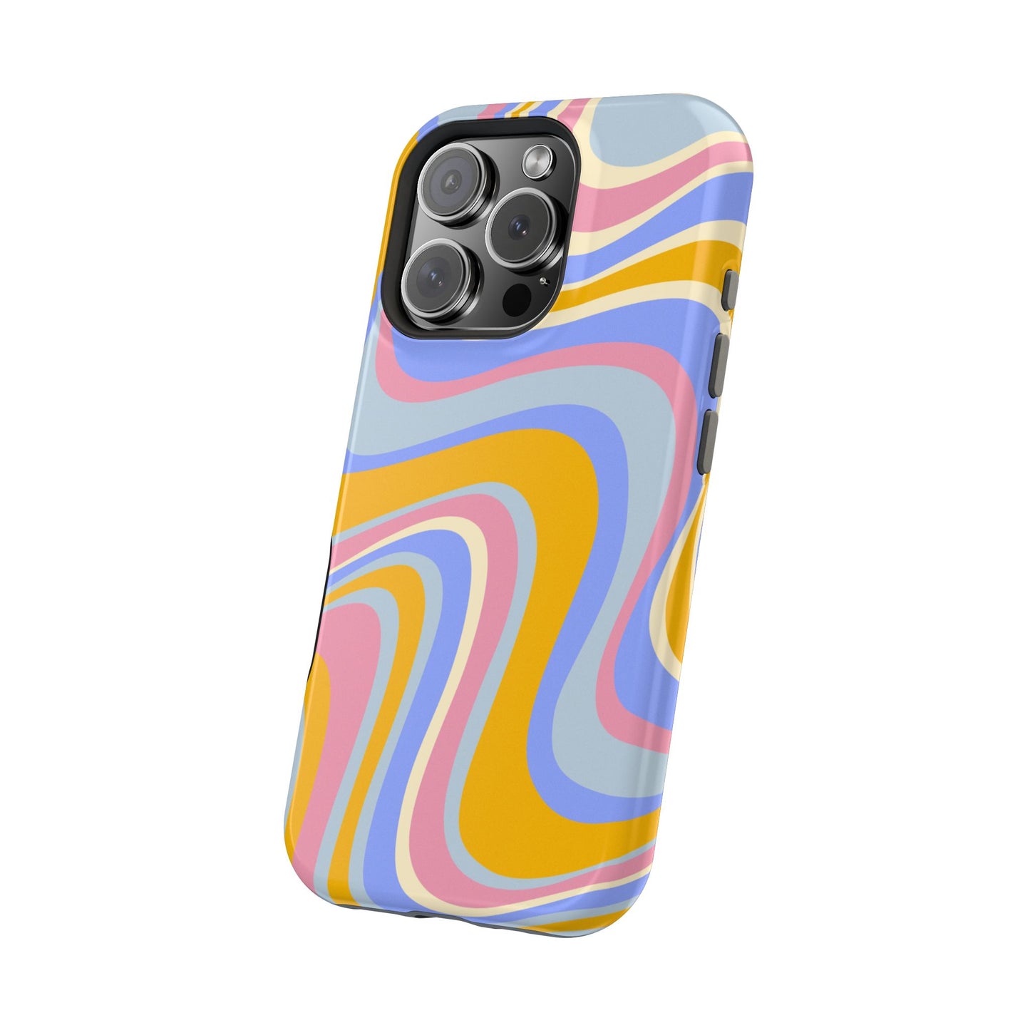 Groovy Pastel Waves MagSafe iPhone Case – 70s-Inspired Design with Dual-Layer Protection