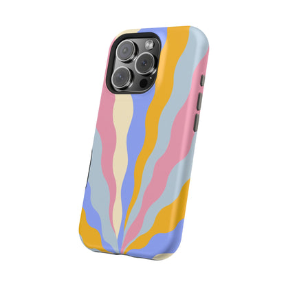 Pastel Radiance MagSafe iPhone Case – 70s-Inspired Dual-Layer Design with Wavy Sunburst Pattern