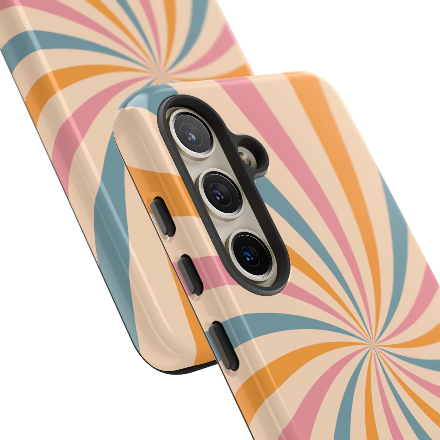 Retro Swirl Pattern Samsung Galaxy Case – Bold 70s Vibe in Pink, Orange, and Teal