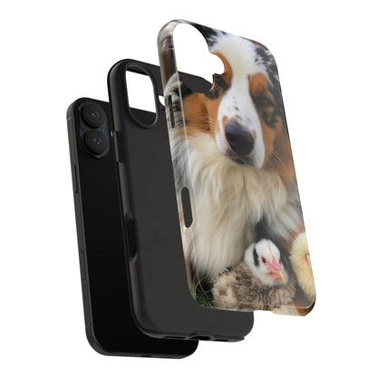 Aussie Farm Dog and Baby Chicks Phone Case