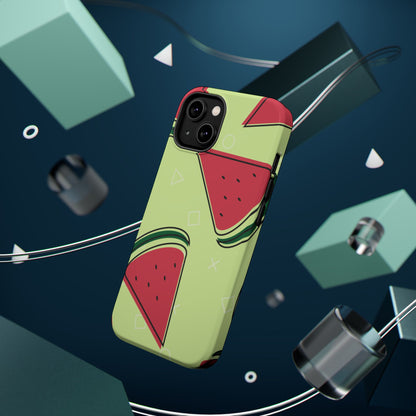 Watermelon Slice MagSafe iPhone Case – Fresh & Fun Design with Retro Geometric Pattern