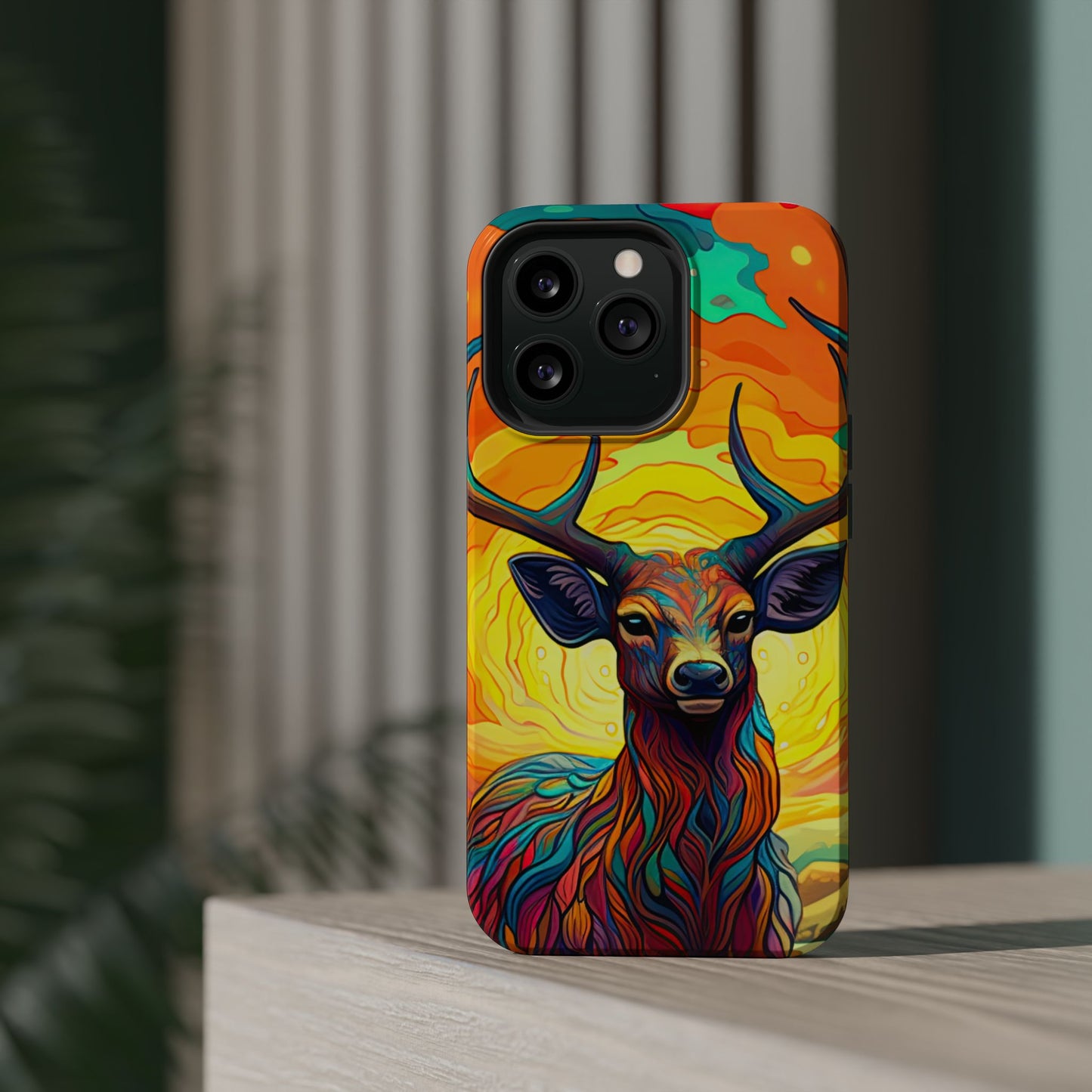 Vibrant Stag in Bloom – MagSafe iPhone Case