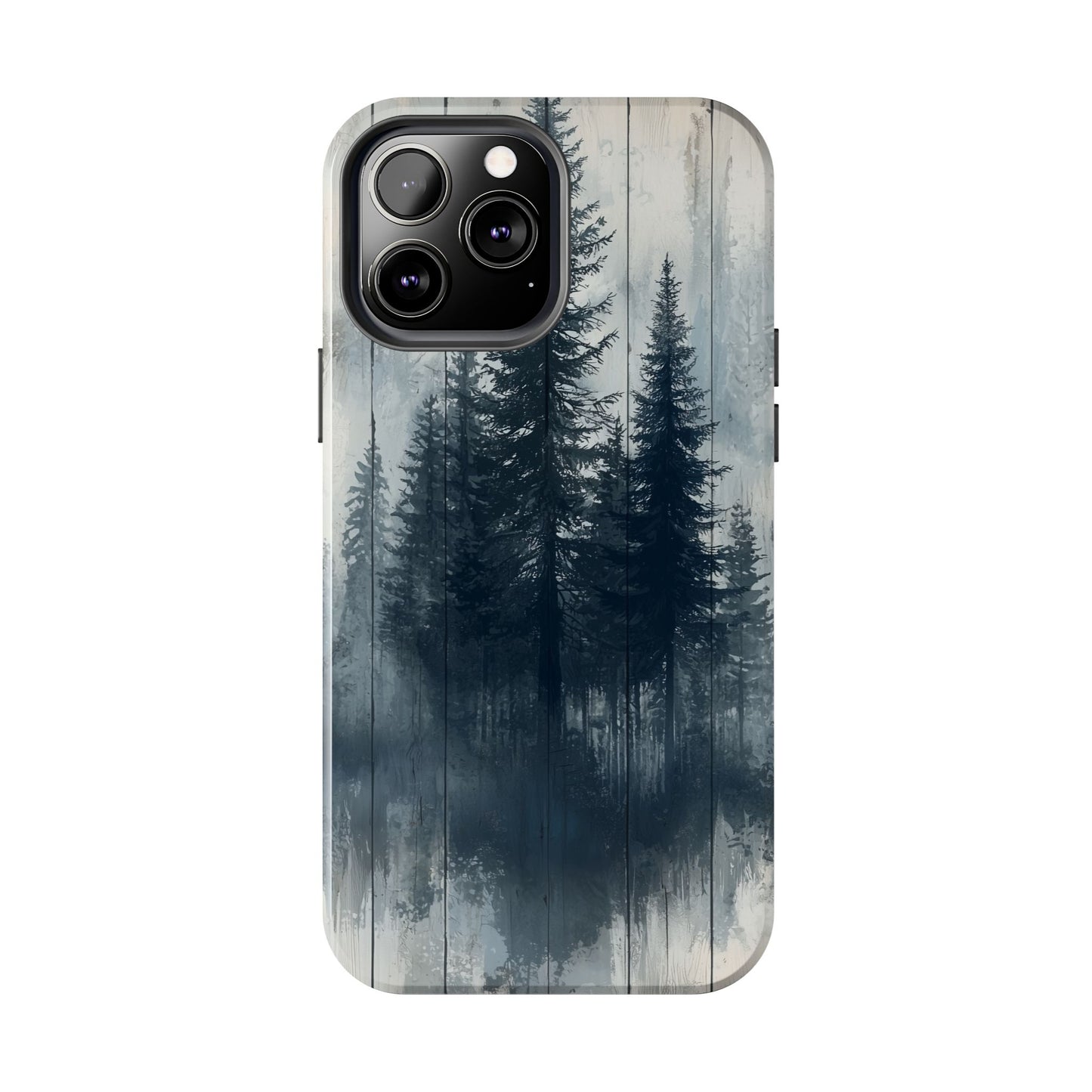 Rustic Pine Forest iPhone Case - Blue Toned Woodland Country Design