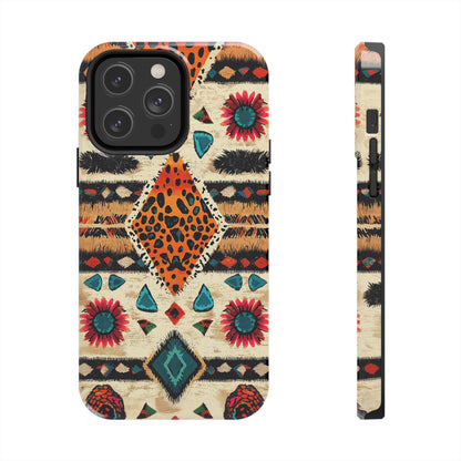 Wild Boho Leopard Print & Floral Tough iPhone Case – Eclectic Tribal Design, Dual - Layer Protection - BOGO Cases