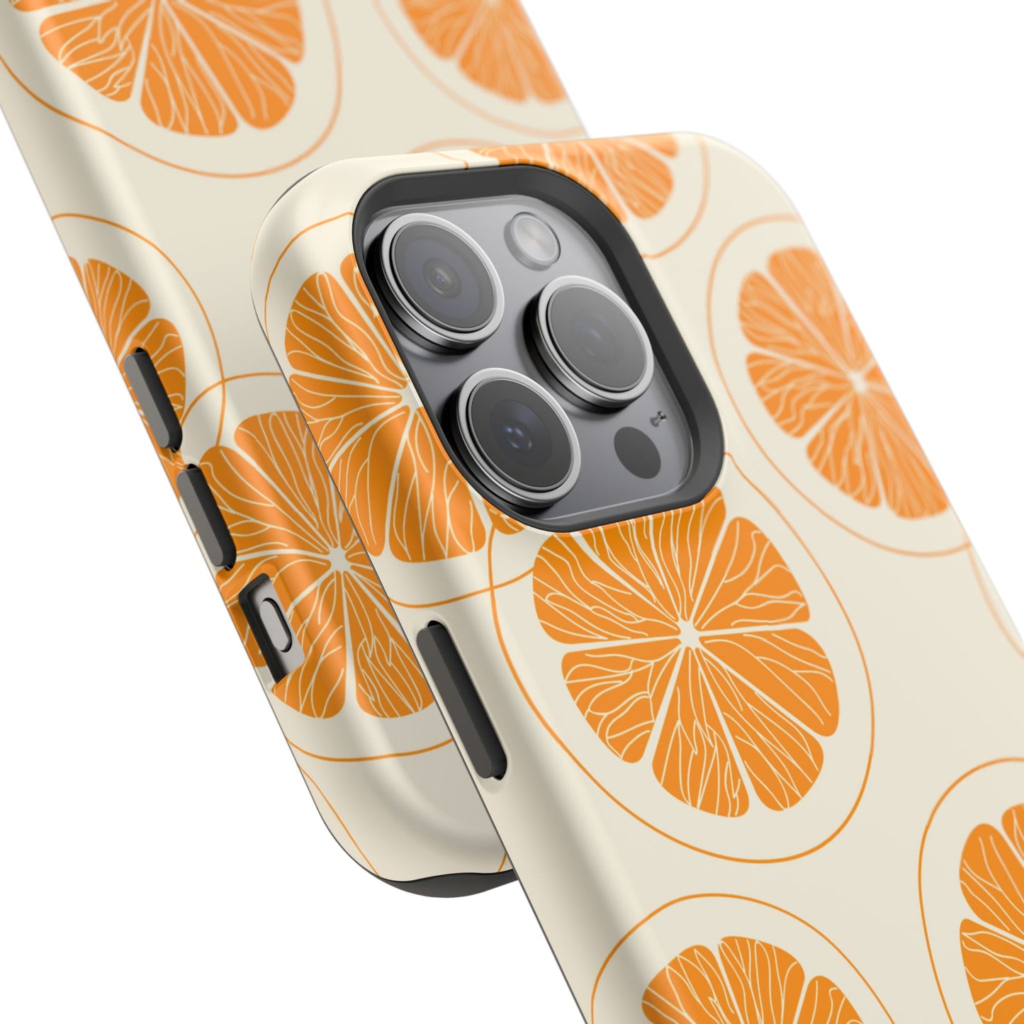 Citrus Burst Pattern Tough MagSafe iPhone Case – Bold Orange Design, Shockproof Protection