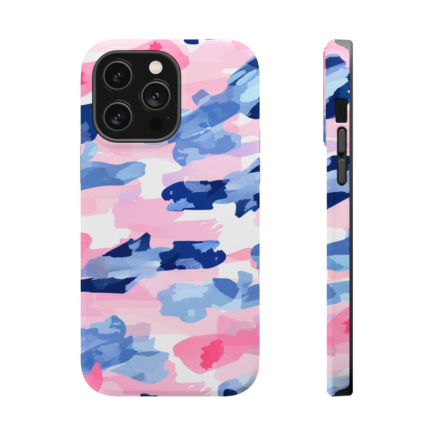 MagSafe Case: Dynamic Pink & Navy Brushstroke Art