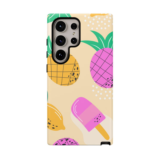 Tropical Pop Samsung Galaxy Case – Fun Pineapple & Lemon Design with Vibrant Summery Colors