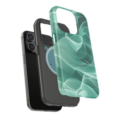 Emerald Flow MagSafe iPhone Case – Translucent Green Fabric-Inspired Design