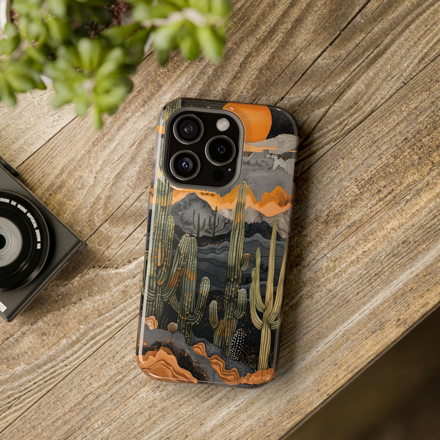 Desert Dusk MagSafe iPhone Case - Cacti Silhouettes & Sundown Hues for iPhone 15, 14, and 13 Series