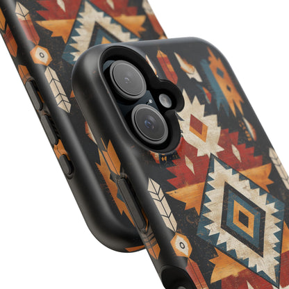 Southwestern Arrow & Diamond Tough MagSafe iPhone Case – Bold Tribal Design, Dual-Layer Protection