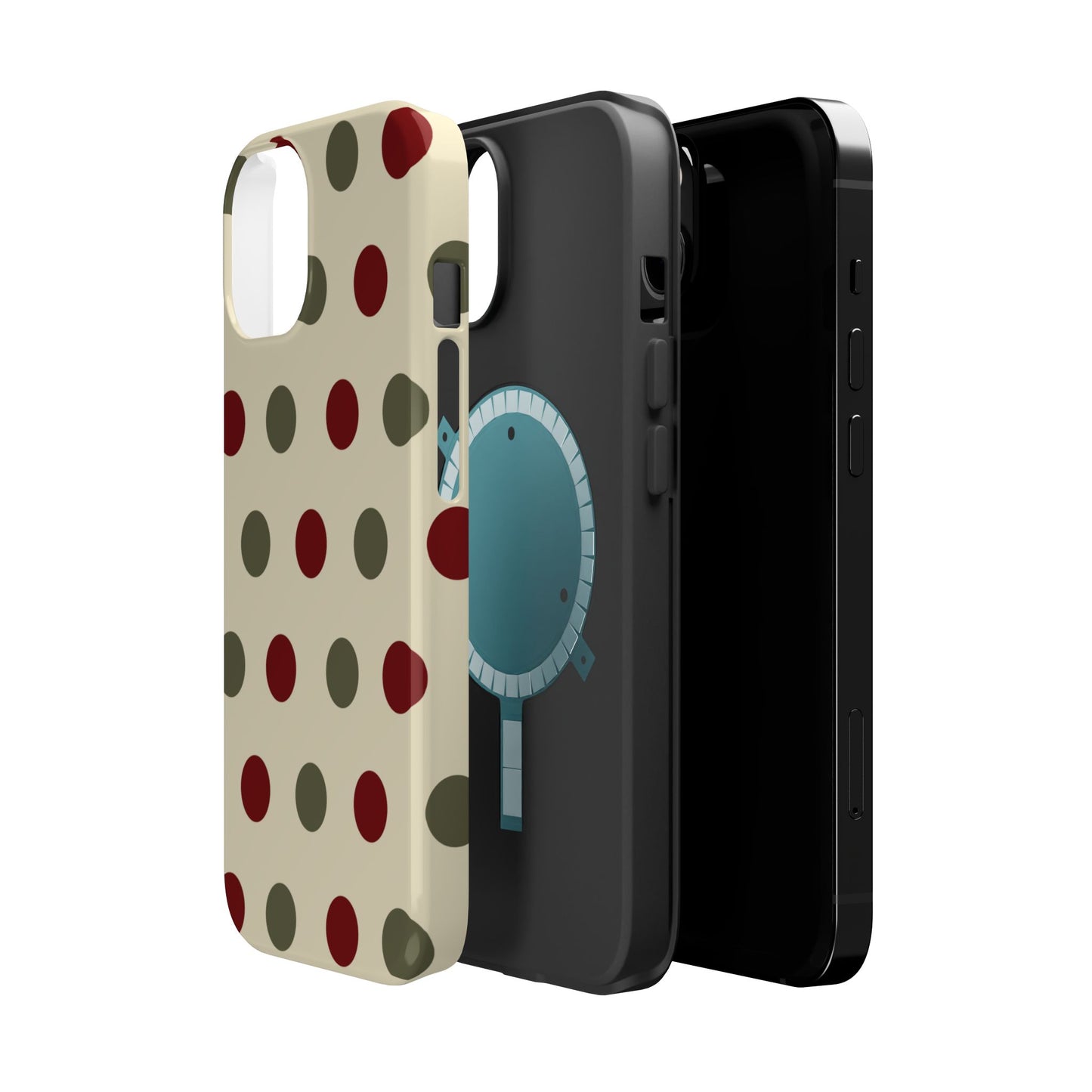 Red & Green Polka Dots on Cream – MagSafe iPhone Case