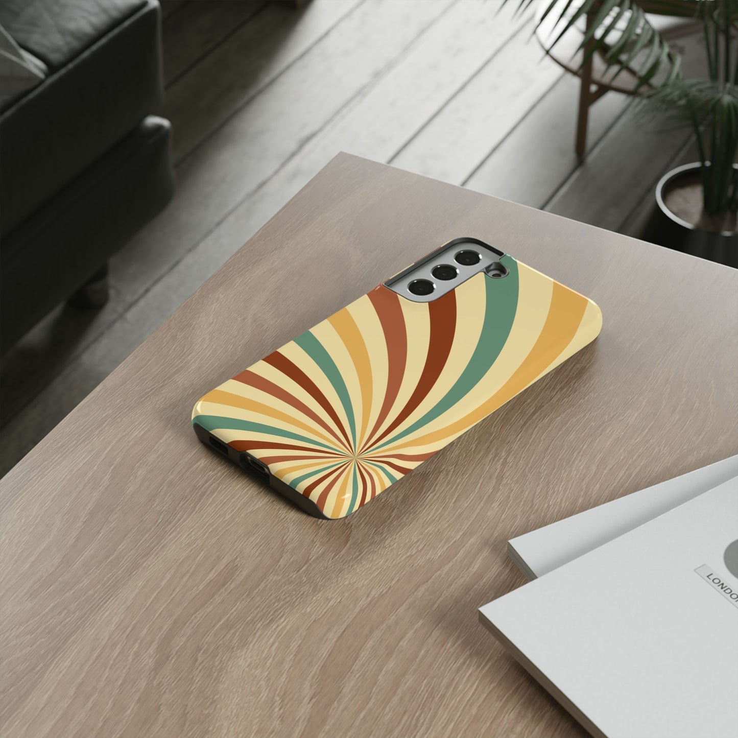 Earthy Retro Swirl Samsung Galaxy Case – Dual-Layer Protection with 70s-Inspired Earth Tones