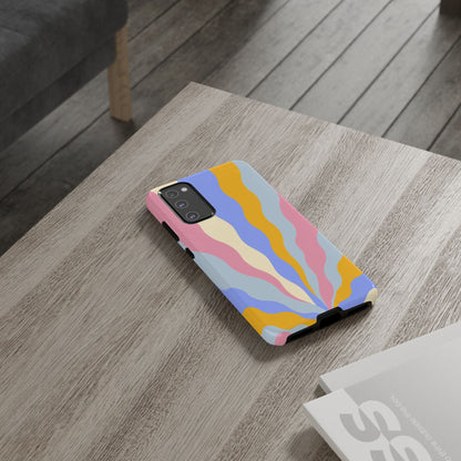 Pastel Radiance Samsung Galaxy Case – 70s-Inspired Dual-Layer Design with Wavy Sunburst Pattern