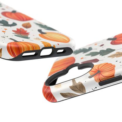 Autumn Harvest MagSafe iPhone Case - Pumpkin and Fall Leaf Design