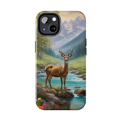 Alpine Serenity – Stag in Mountain Bliss iPhone Cases