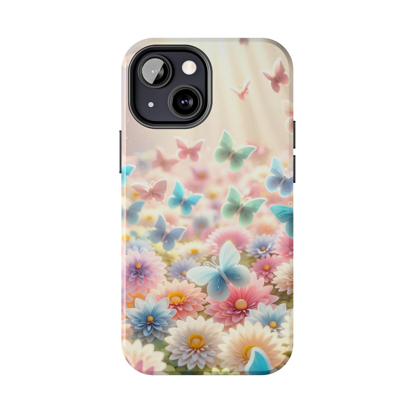 Butterfly Flower Garden - iPhone Case - Pastel Floral Protective Cover