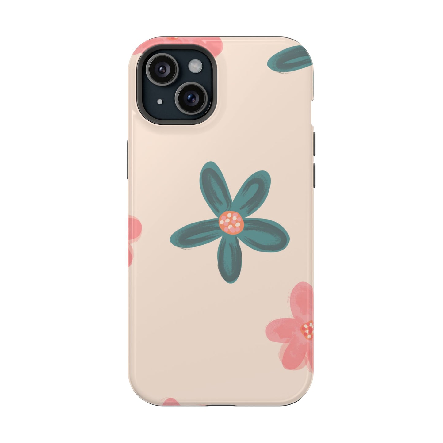 Vintage Floral Tough MagSafe iPhone Case – Soft Matte Finish with Dual-Layer Protection