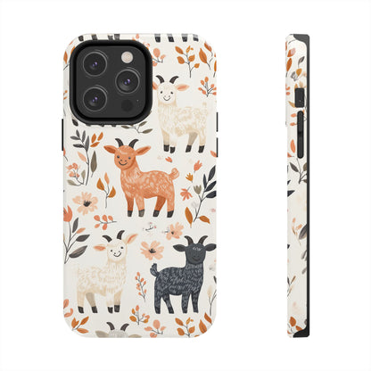 iPhone Case: Smiley Goats & Dried Flowers – Vintage Charm