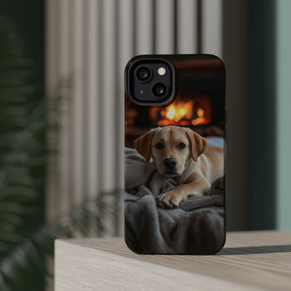 Cozy Golden Retriever by the Fireplace - MagSafe Case