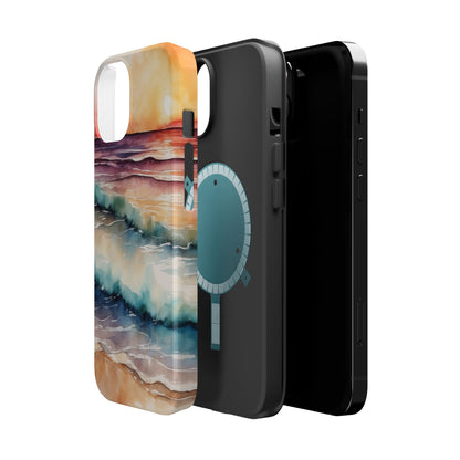 Sunset Waves MagSafe iPhone Case – Vibrant Watercolor Design