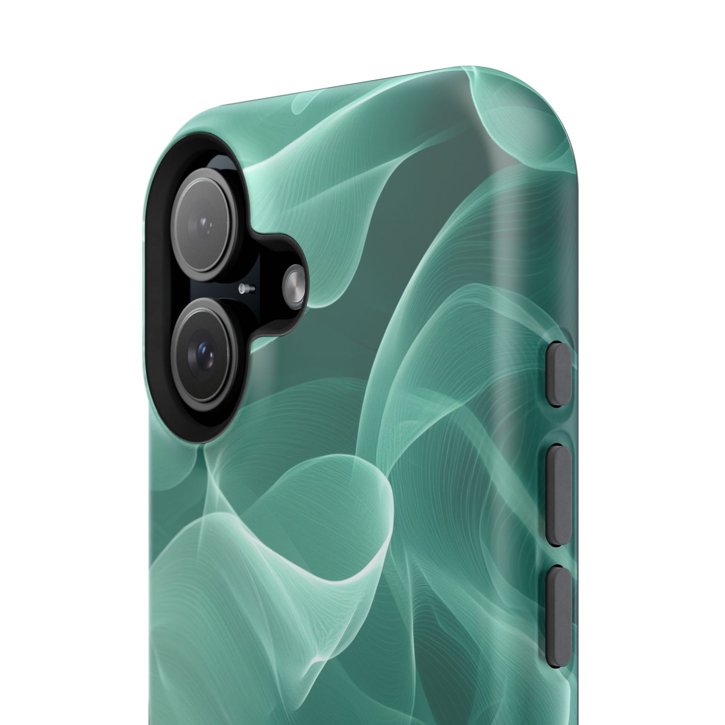 Emerald Flow MagSafe iPhone Case – Translucent Green Fabric-Inspired Design