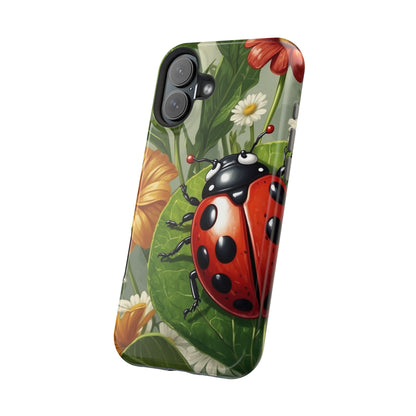 Ladybug Garden MagSafe iPhone Case – Whimsical Floral Design