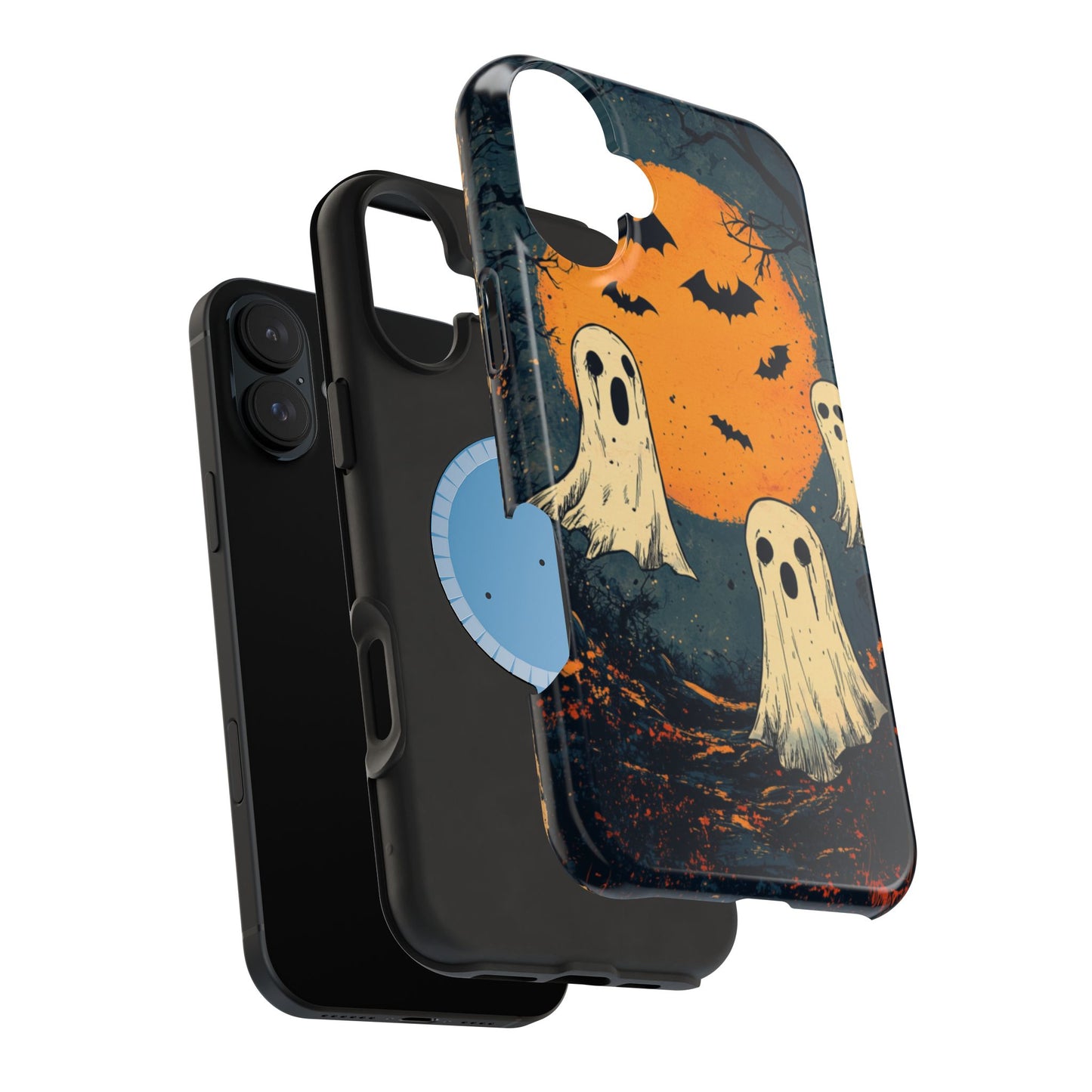 Haunted Ghosts & Full Moon MagSafe iPhone Case – Spooky Halloween Design