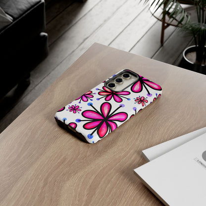 Pink Retro Bloom Samsung Galaxy Case – Ultra-Slim Design, Glossy Finish