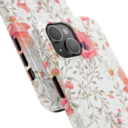 Pink Floral Watercolor iPhone Case – Feminine Poppy Blossom Design