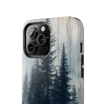 Rustic Pine Forest iPhone Case - Blue Toned Woodland Country Design