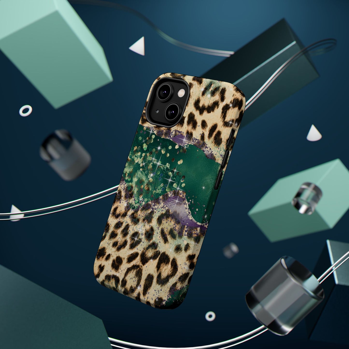 Emerald Glitter Leopard Print - MagSafe iPhone Series Case